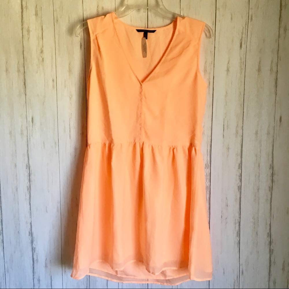 VICTORIA'S SECRET Peach Chiffon DRESS XS NWT